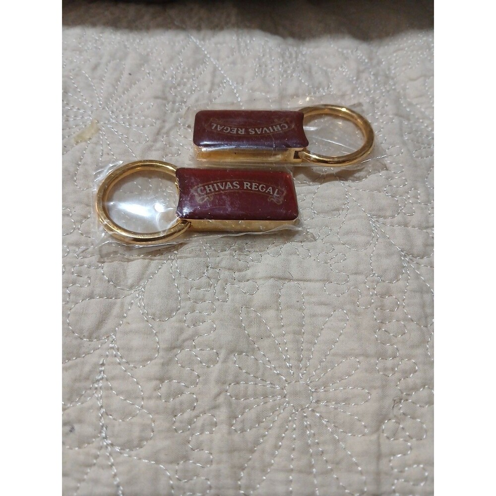 Chivas Regal Red and Gold Heavy Keychain Ring Set of 2